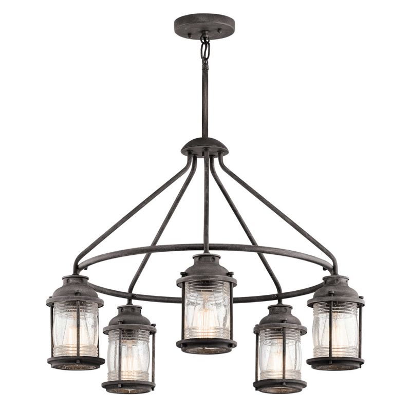 Lampa sufitowa zewnętrzna Kichler Ashland Bay postarzany cynk 5 x E27 x 60W IP44 wym: 147,3 x 62,5 x 66,3 cm - 1 szt.