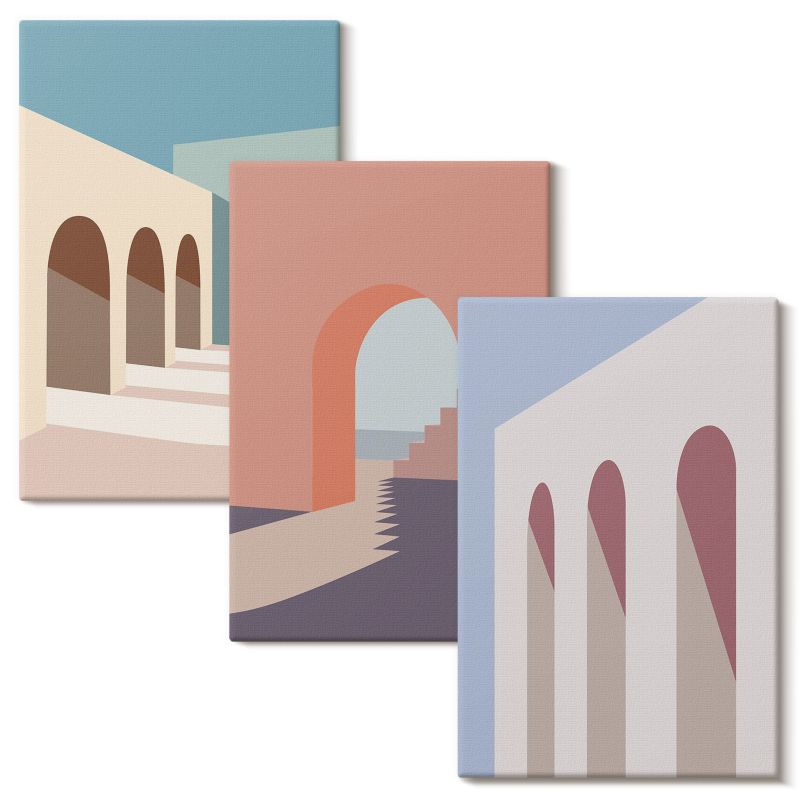 Zestaw Sztuki Na Płótnie Wallfluent 20x30 cm Pastelowe grafiki architektury 3 szt.