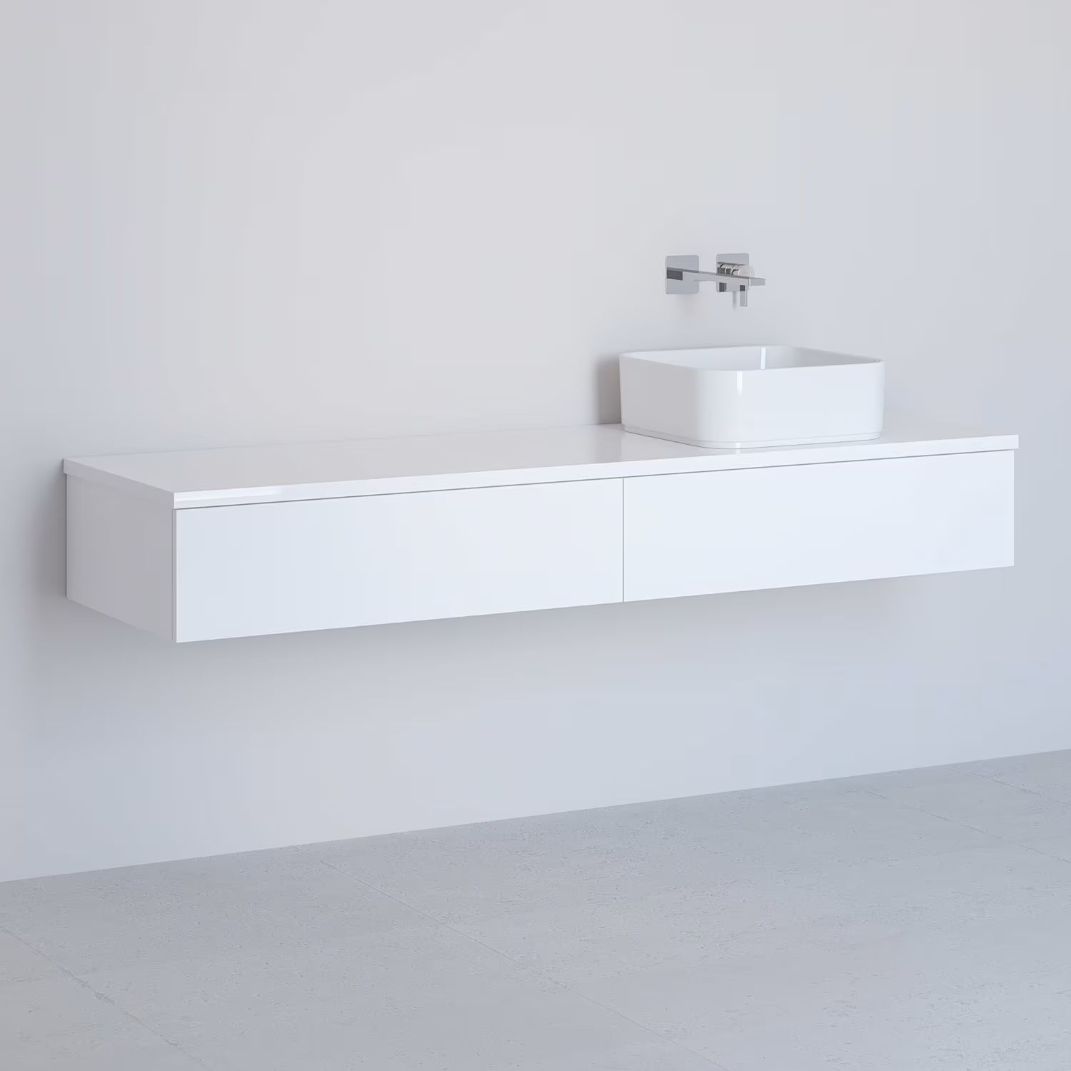 Darmowa Dostawa - Szafka z blatem 161x48.7x23.5 cm podumywalkowa wisząca biała Kronenbach Cube KBWTKOWTL1612WH