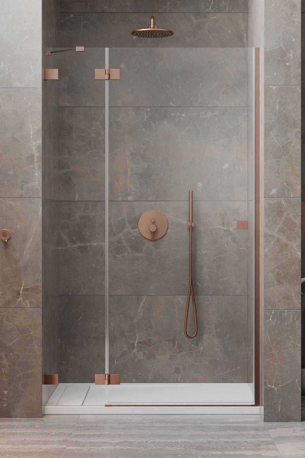 Radaway Essenza Pro Brushed Copper DWJ drzwi prysznicowe 100 cm wnękowe lewe miedź szczotkowana/szkło przezroczyste 10099100-93-01L