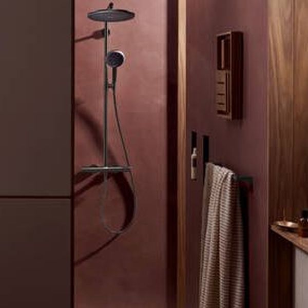 Hansgrohe Raindance Alive S zestaw prysznicowy ścienny termostatyczny z deszczownicą czarny 24594340