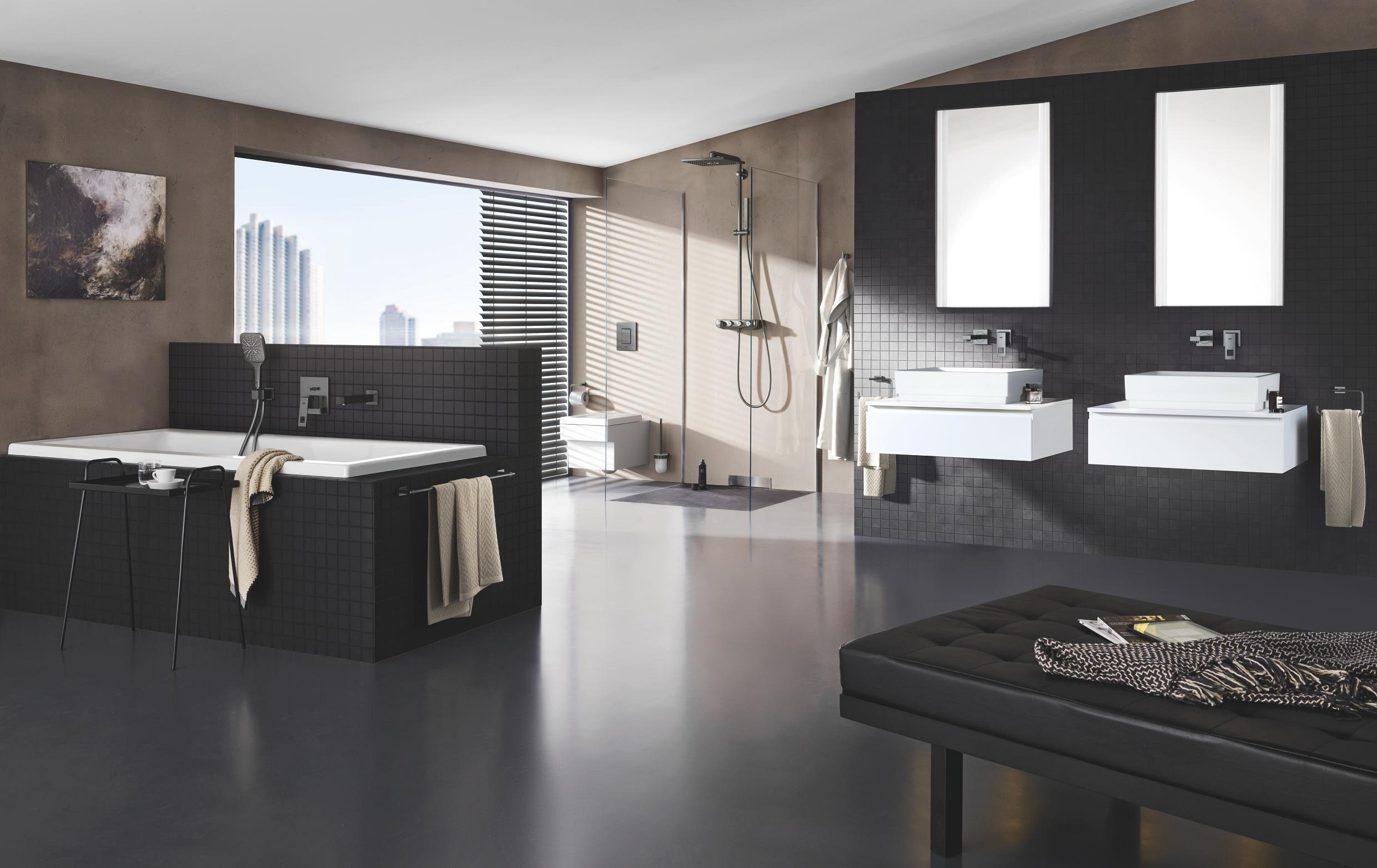 Grohe Euphoria SmartControl zestaw prysznicowy ścienny termostatyczny z deszczownicą Brushed Hard Graphite 26508AL0