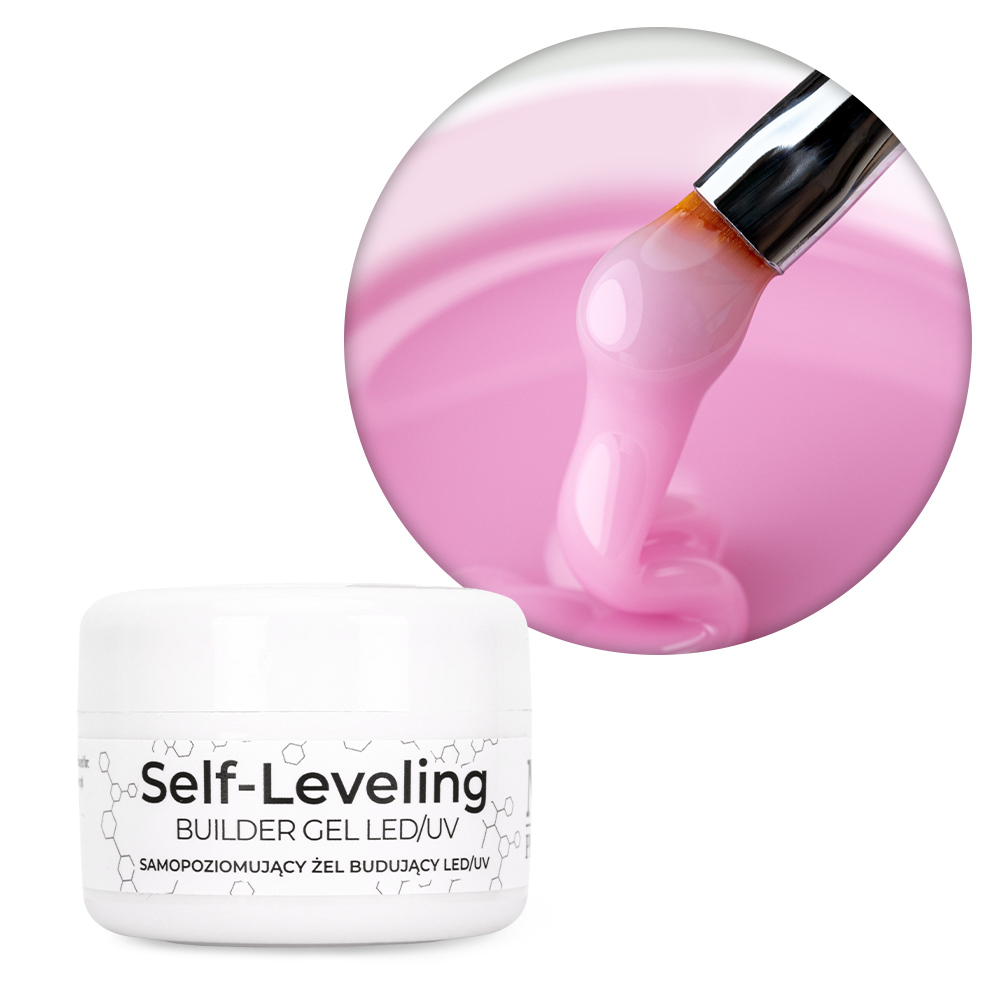 Budujący żel samopoziomujący twardy średniogęsty builder gel self leveling NTN Premium Soft Pink HEMA/Di-HEMA Free 30 g