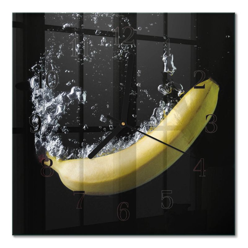 Designerski Zegar Ścienny Tulup 30x30 cm z Czarnymi Wskazówkami Banan 1 szt.
