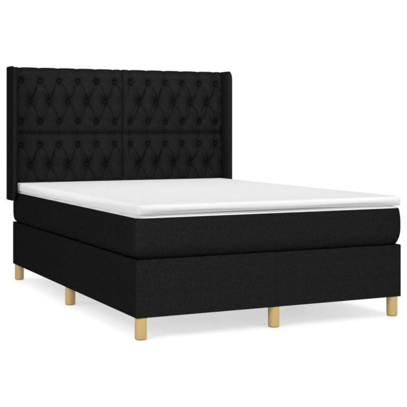 Łóżko z materacem WaszeMeble 135x190 cm Czarny tkanina WM-3132227 1 szt.