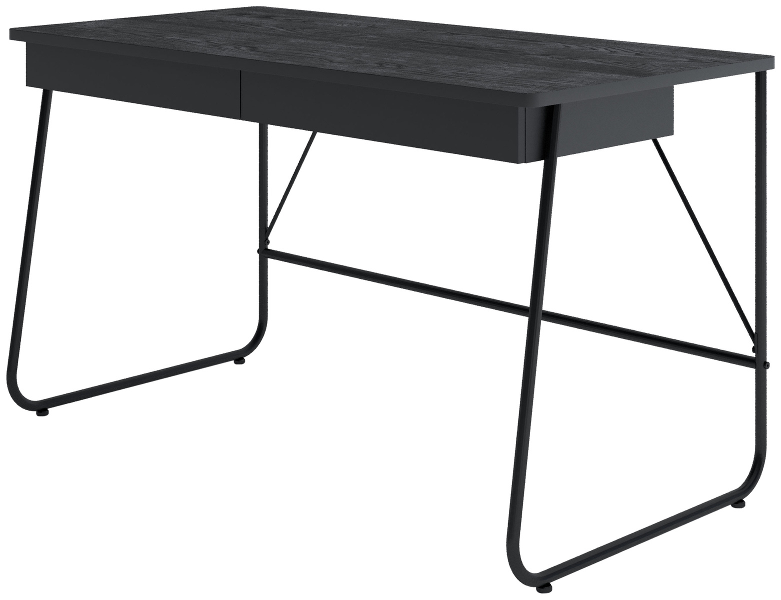 Nowoczesne czarne biurko z szufladami i metalowymi nogami 135x77 cm MATCH