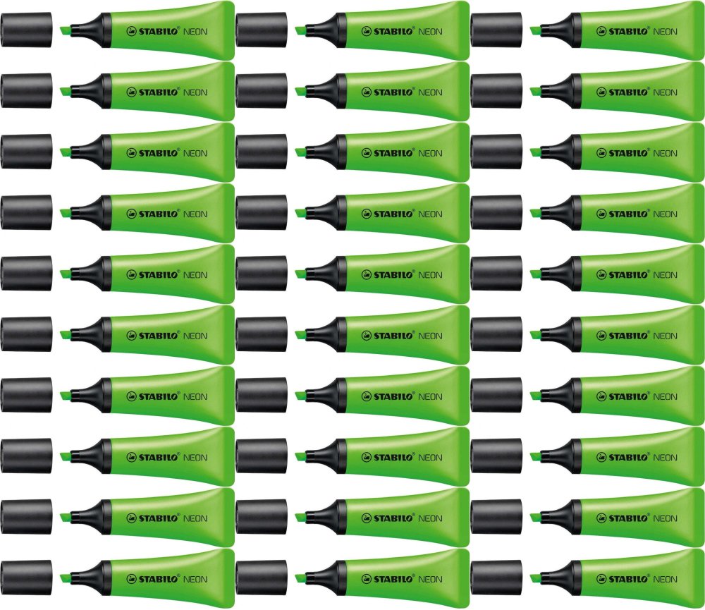40x Zakreślacz Stabilo Neon 72/33, ścięta, zielony