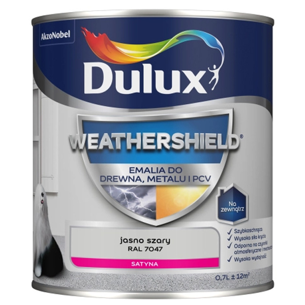 Emalia Weathershield do drewna, PCV i metalu Jasno szary RAL 7047 0,7L Dulux