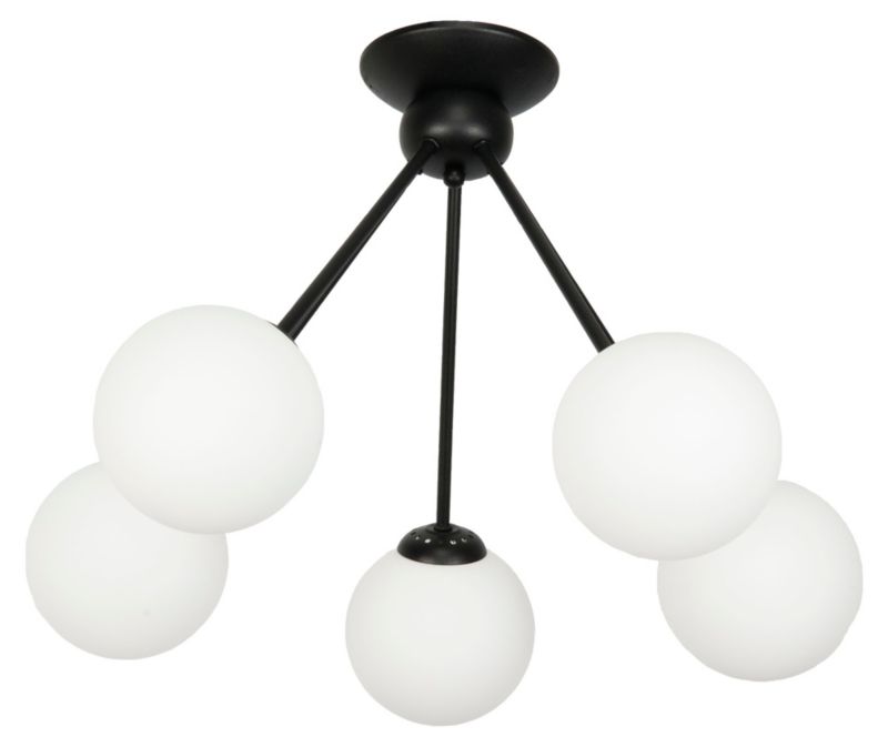 Lampa wisząca EDYLIT sufitowa czarna z białymi kulami nowoczesna loft 5xE14 LINDOS 14-850 1 szt.