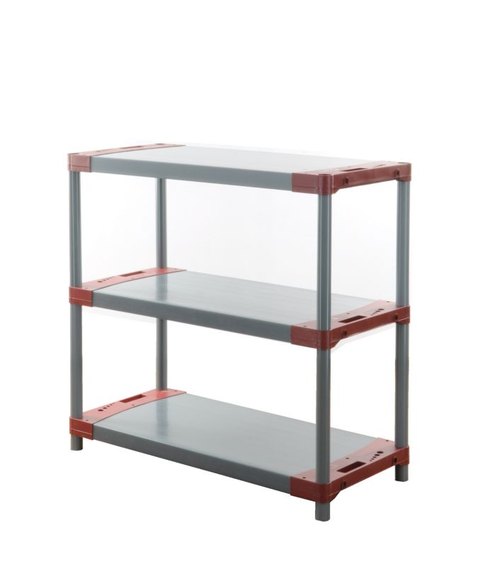Regał plastikowy MODO24 czerwony do piwnicy 98x110x46 cm 97% recykling 1 szt.