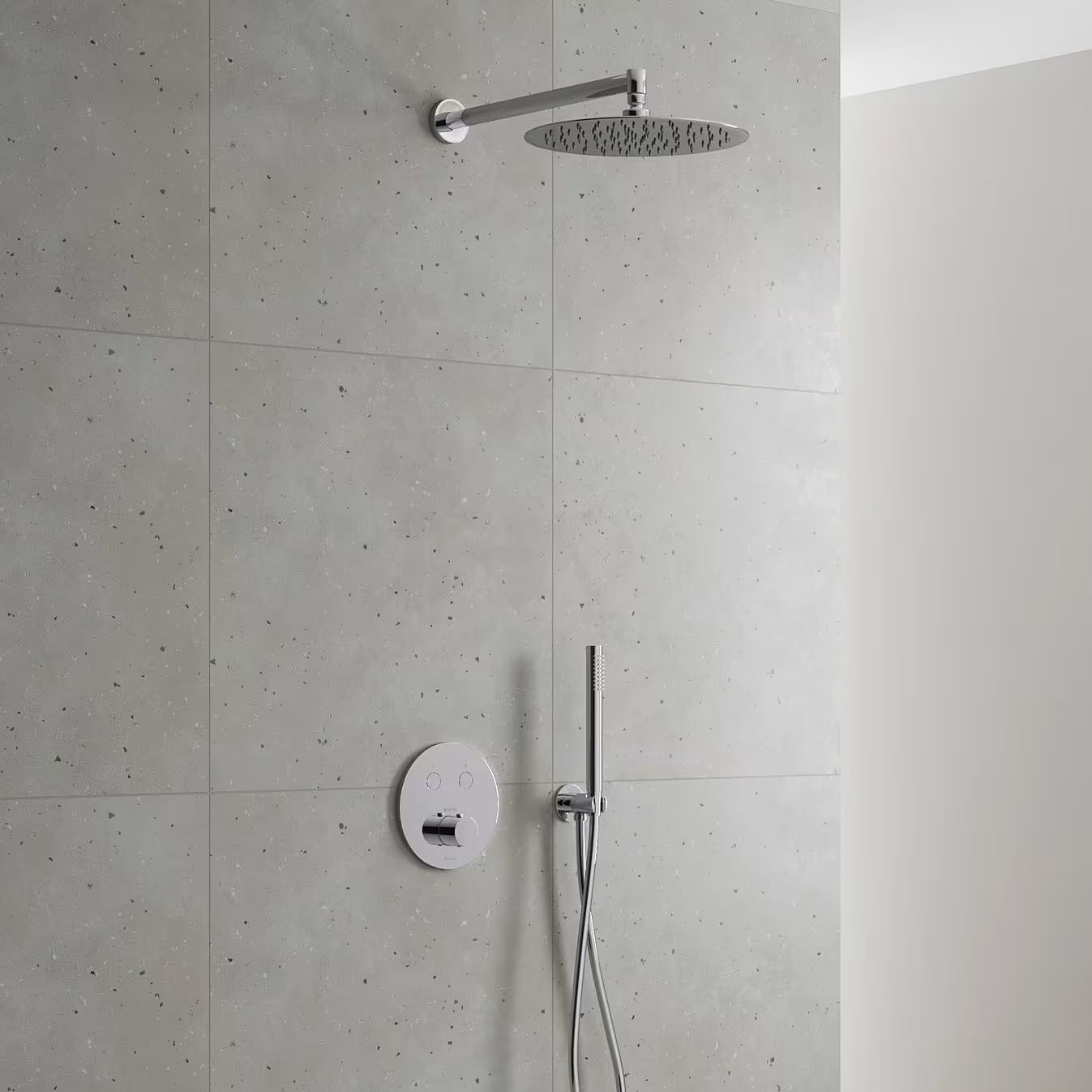 Zestaw Kronenbach Smart Push bateria wannowo-prysznicowa podtynkowa termostatyczna chrom z deszczownicą i kompletem natryskowym KB-Set15CR