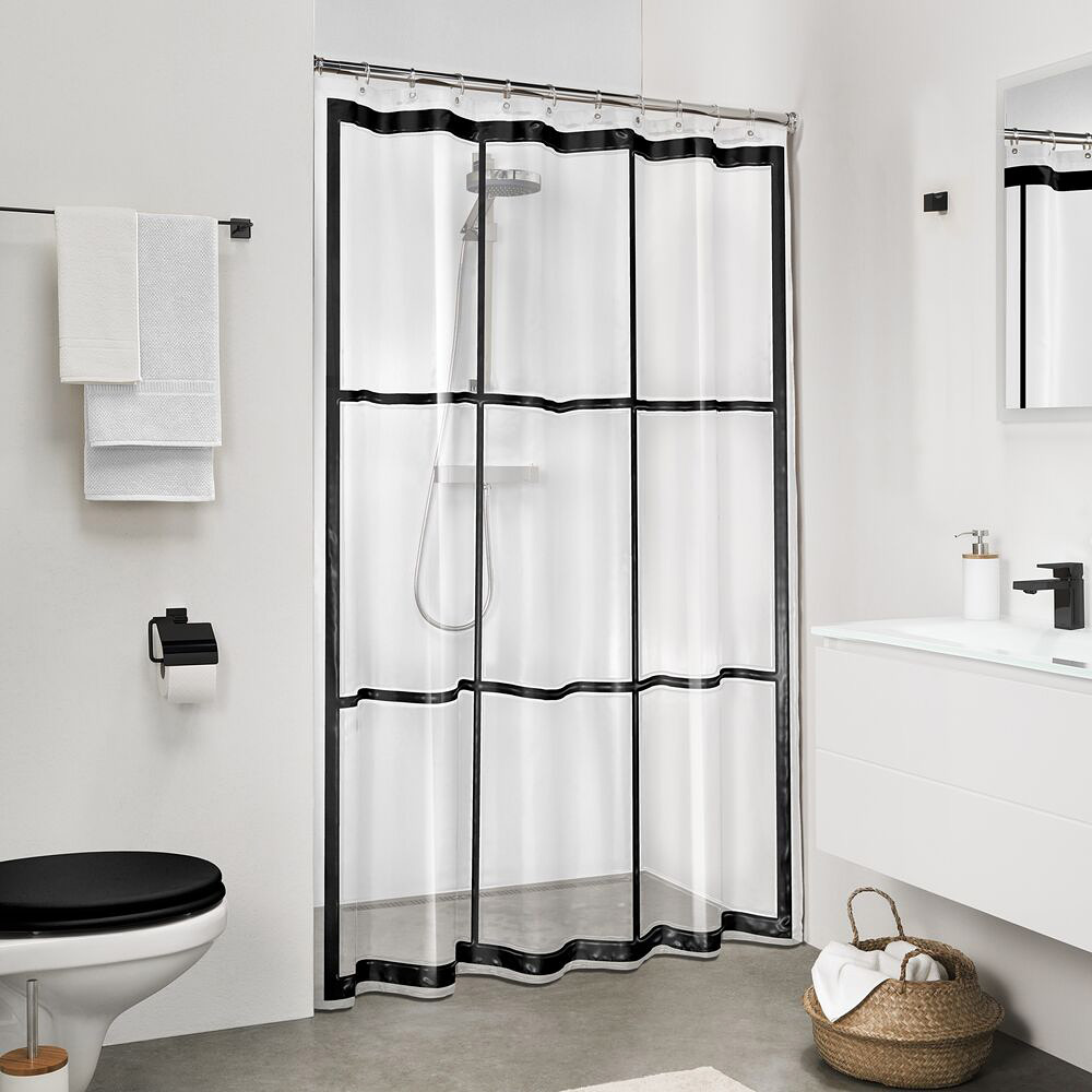 Sealskin Brix zasłona prysznicowa 180x200 cm wzór czarny 210961319 - Wysyłka w 24h