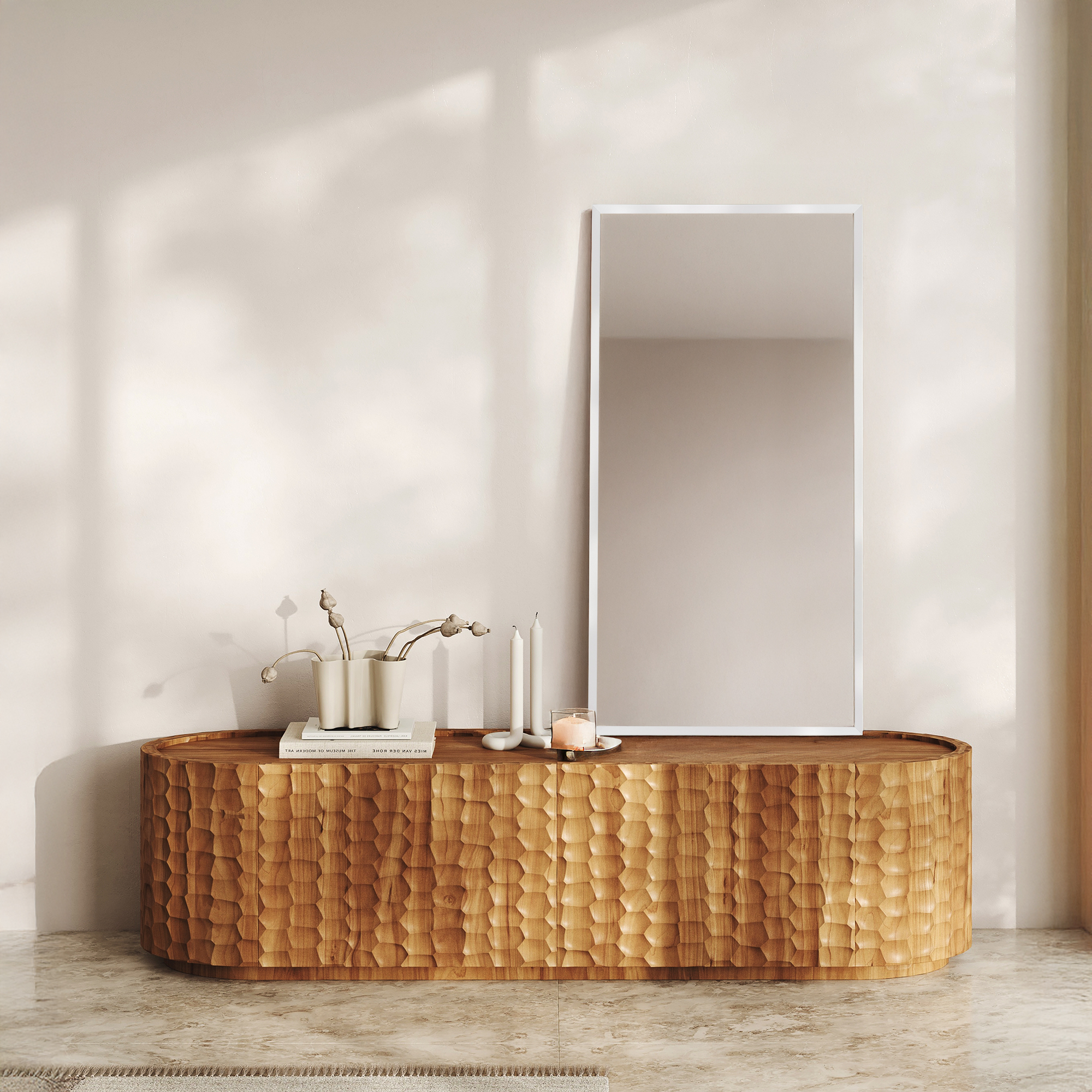 Ars Longa Linea lustro 123x63 cm prostokątne białe LINEA60120-B
