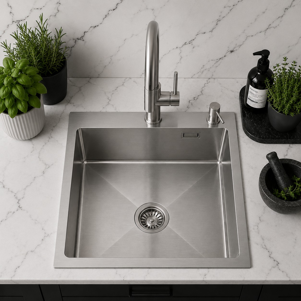 Ruvetti Masivo zlewozmywak stalowy 50x50 cm stal 5002M_BS50_W - Wysyłka w 24h