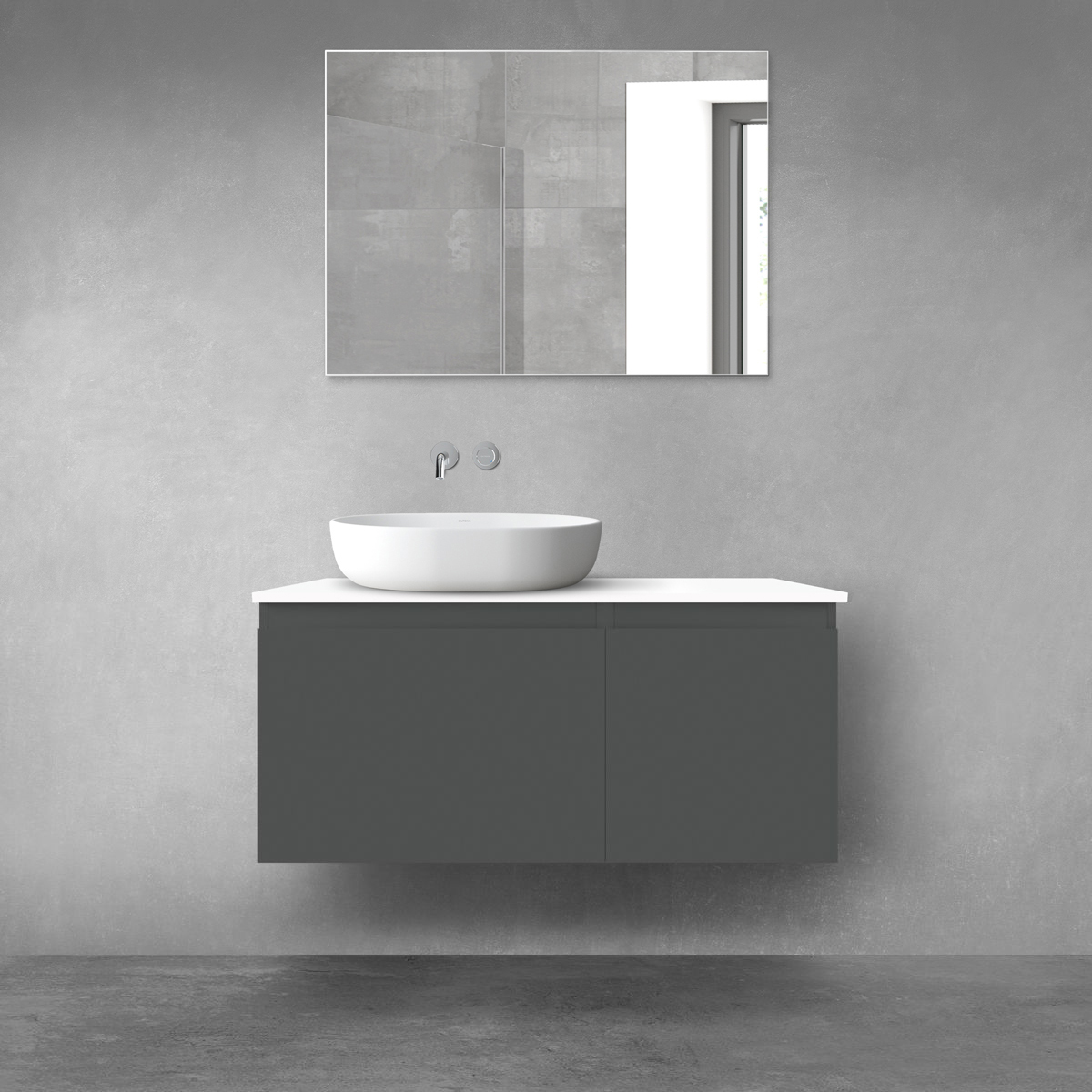 Oltens Vernal zestaw mebli łazienkowych 100 cm z blatem grafit mat/biały połysk 68253400 - Wysyłka w 24h