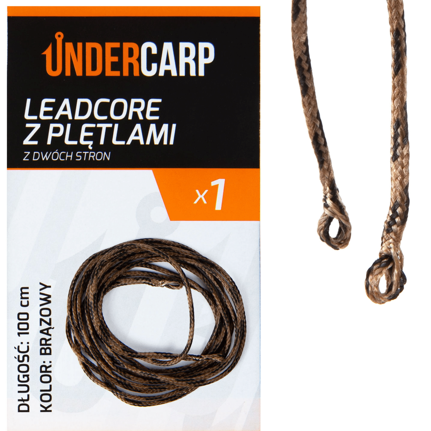 UnderCarp Leadcore z plętlami z dwóch stron brązowy 100 cm