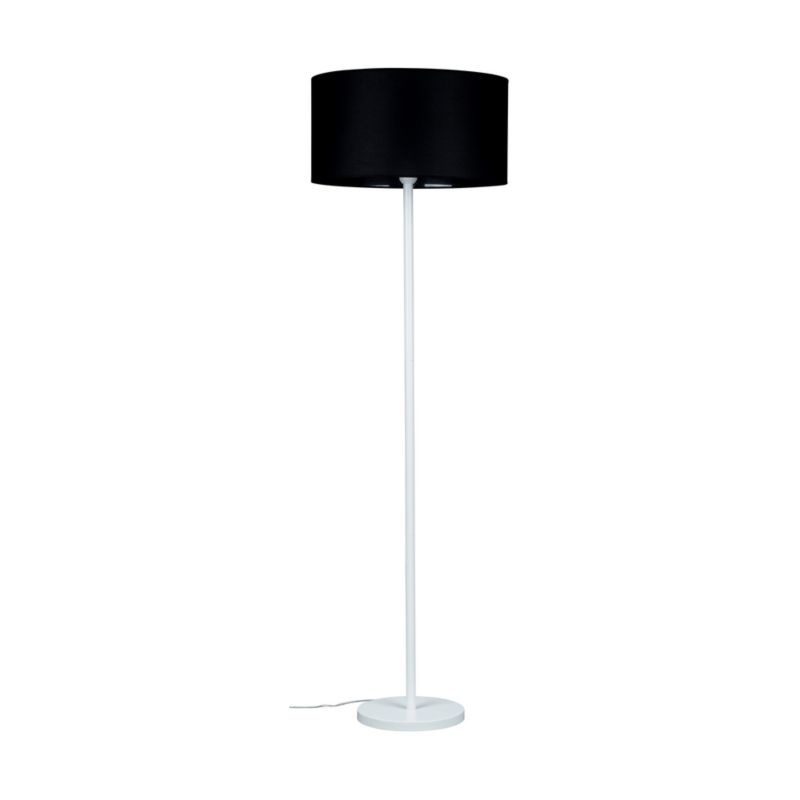 Lampa Podłogowa SPOT Light 1xE27 Max.60W Klasyczne Połączenie Bieli z Czarną Tkaniną Polski Producent 1 szt.