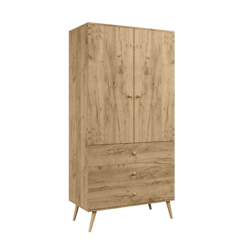 Szafa LEBEL z szufladami 3SZ 100cm dąb craft złoty MELIMEBLE 1 szt.