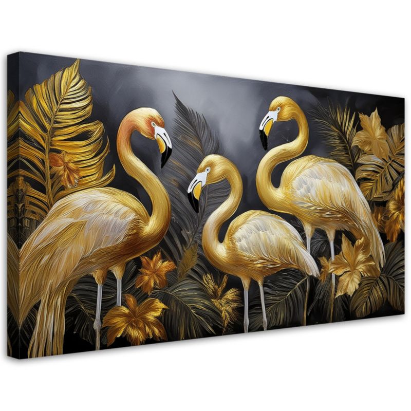 Obraz na płótnie Feeby Złote Flamingi Ptaki Glamour 120x60cm 1szt