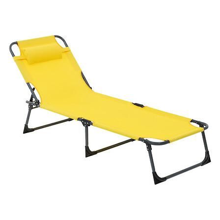 Leżak plażowy Asco HESPERIDE rozkładany żółty metalowy z poduszką na balkon i taras 1 szt.