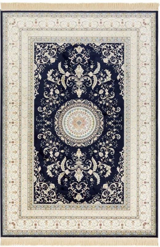 Dywan Nouristan 195x300cm, granatowo kremowy z frędzlami, tradycyjna wzór, 1 szt.