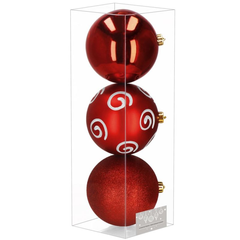 Bombki choinkowe Springos 15 cm nietłukące czerwone 3 szt.