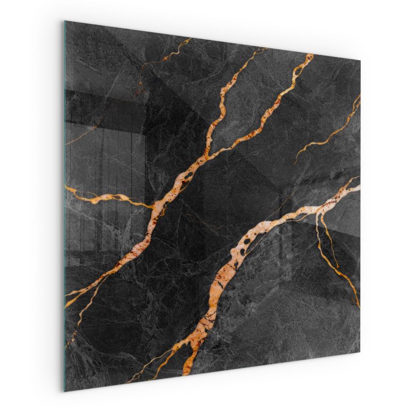 Szklana Podkładka Pod Kominek Kwadrat Wallfluent 50x50 cm Marmur z delikatnymi żyłkami 1 szt.