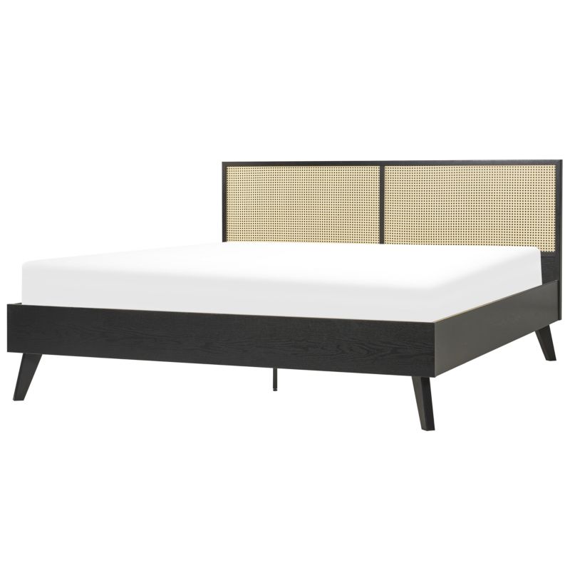 Łóżko Rattan Monpazier 180 x 200 cm Czarny 1 szt.
