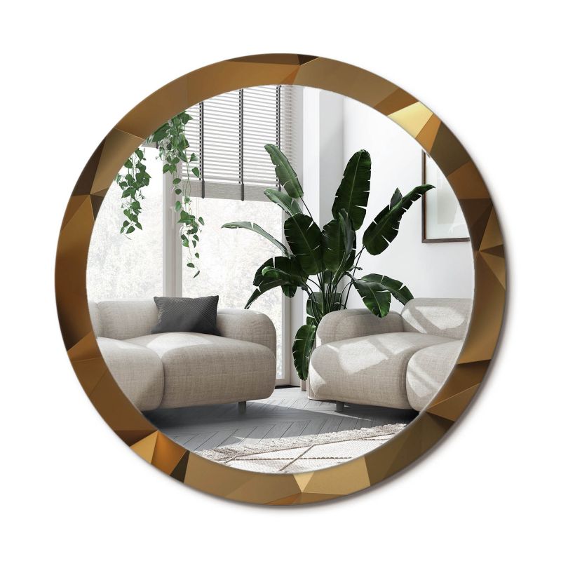 Lustro Okrągłe Tulup Geometryczny Wzór 100 cm Designerskie Na Podkładzie 1 szt.