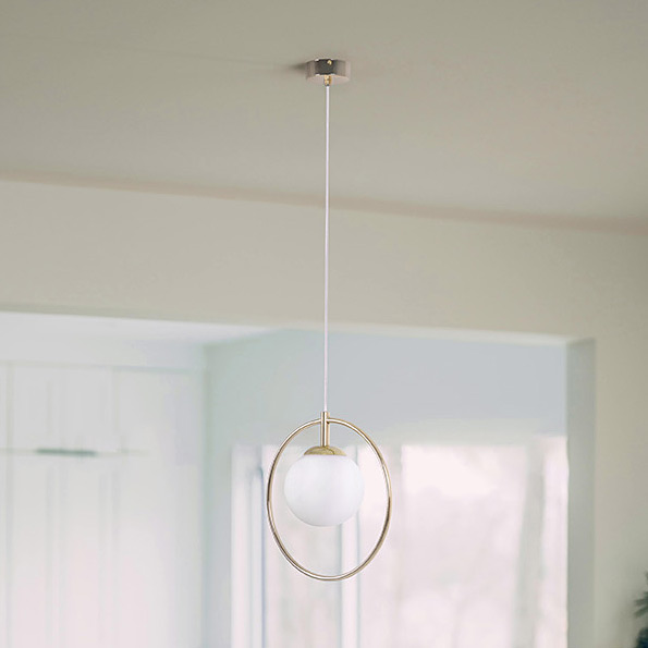 Kaja Ritus lampa wisząca 1x10 W biała-złota K-5390
