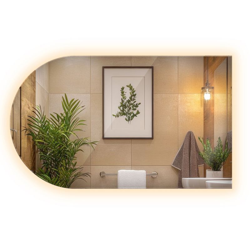 Lustro Owalne Ścięte LED ArtPrintCave 40 x 70 cm Z Ciepłym Podświetleniem Do Łazienki 1 szt.