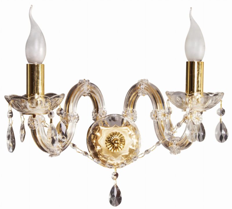 Kinkiet ścienny Candellux Maria mosiądz-złoty-przezroczysty 2 x E14 x 40W IP20 wym: 22 x 42 x 19 cm - 1 szt.
