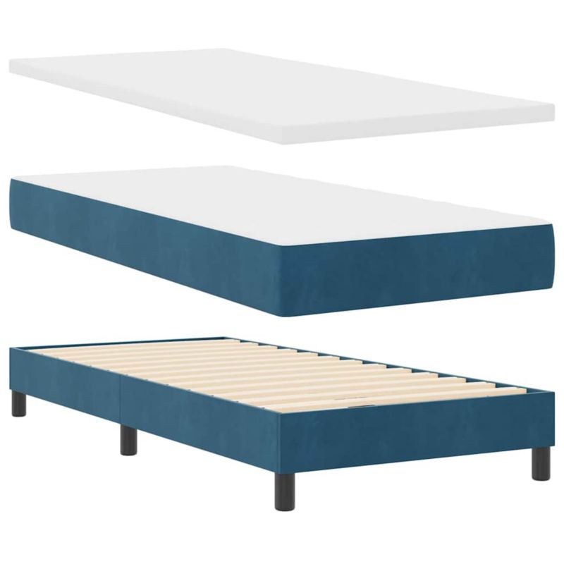 Łóżko z materacem WaszeMeble 100x200 cm Ciemnoniebieski tkanina WM-3341460 1 szt.