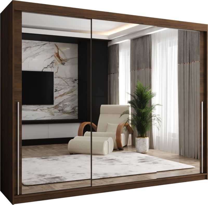 Szafa przesuwna z lustrem Garderoba SIMA T3 250 orzech + u. srebrny 1 szt.