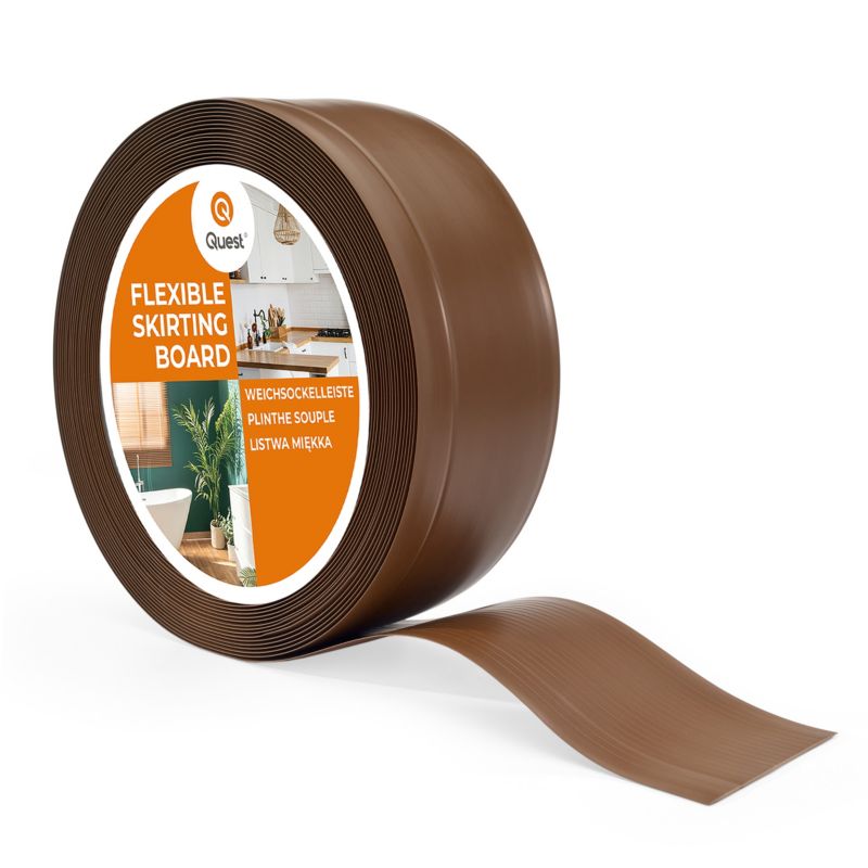 Listwa przypodłogowa PCV 70x20 mm QUEST, elastyczna, miękka listwa cokołowa - 20m, brąz, 1 szt.