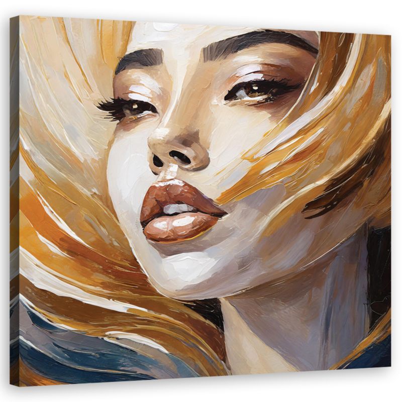 Obraz do salonu sypialni Feeby Portret Kobiety jak malowany w beżu 50x50cm 1szt