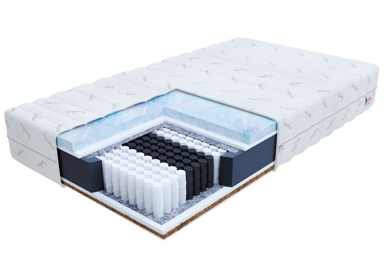 Materac multipocketowy FDM SAVA 160x200 sprężyny multipocketowe, kokos i pianka termoplastyczna BUBBLEGUM 1 szt.