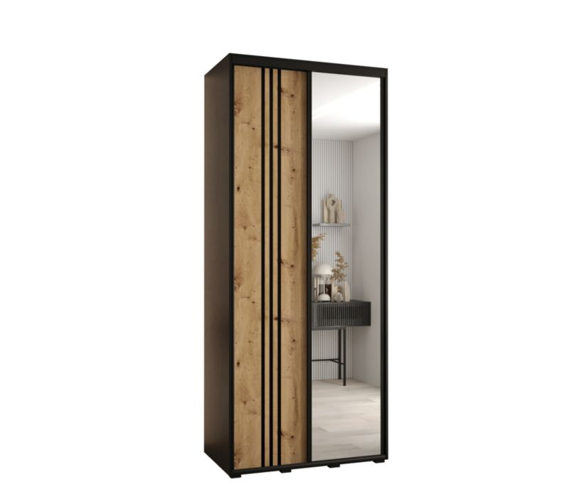 Szafa przesuwna Abiks DAVOS 7 wysoka szer.120cm gł.60cm czarny/artisan/czarny 1szt.