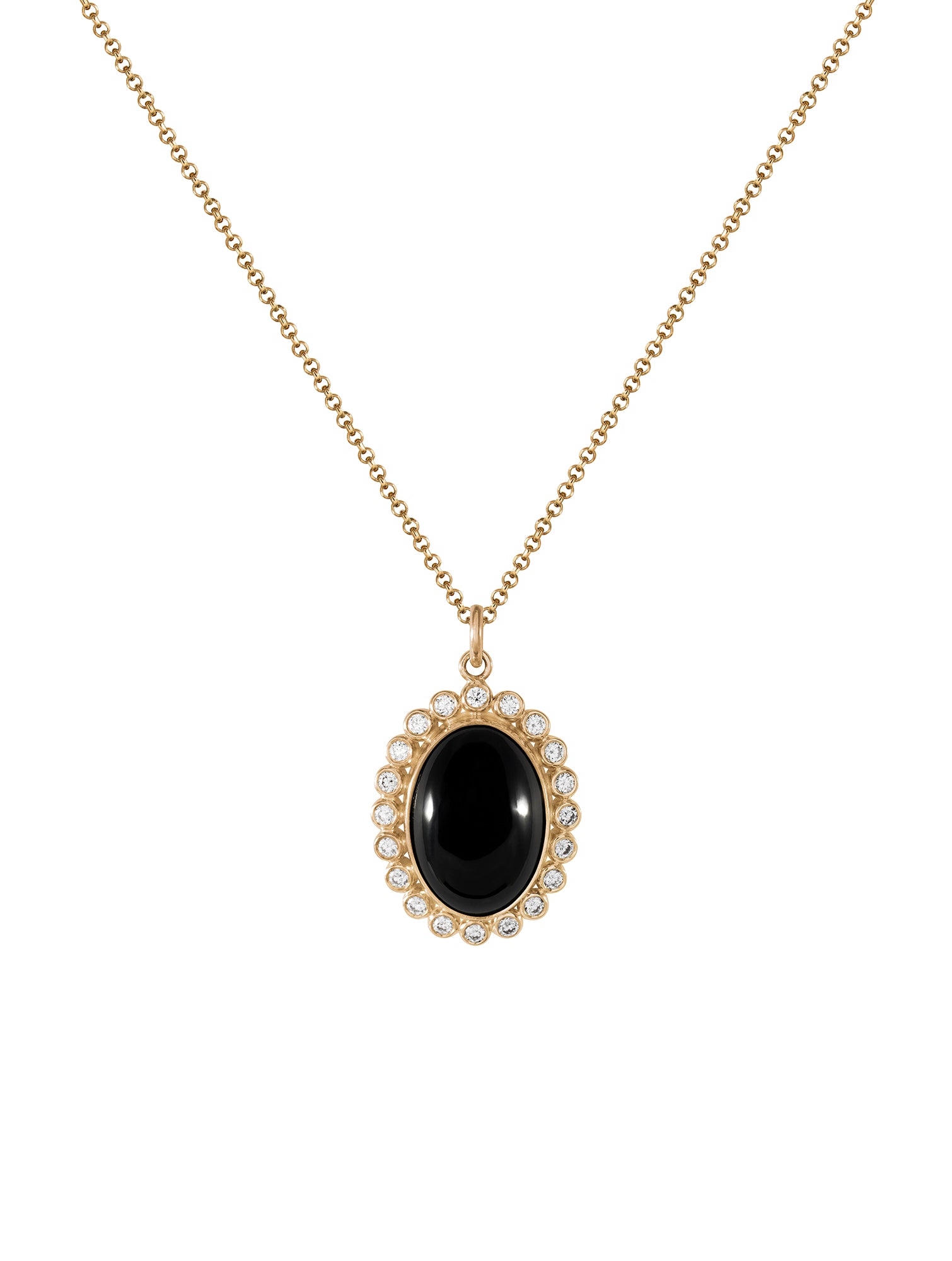 Tramonto Diamond Necklace - naszyjnik z onyksem z diamentową oprawą, 50
