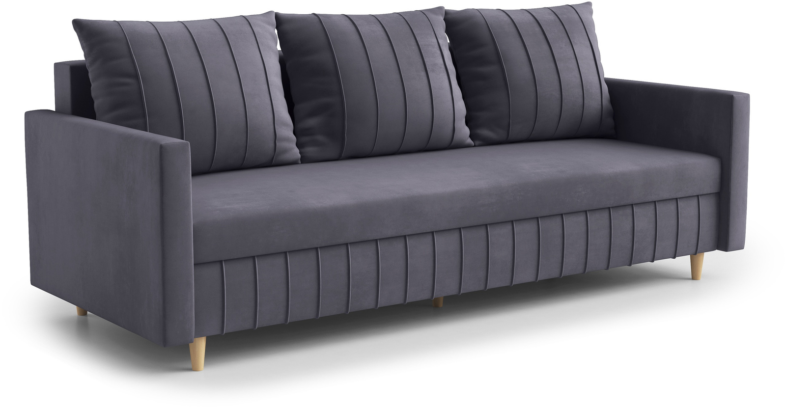 Welurowa sofa z funkcją spania i pojemnikiem do salonu FOCUS