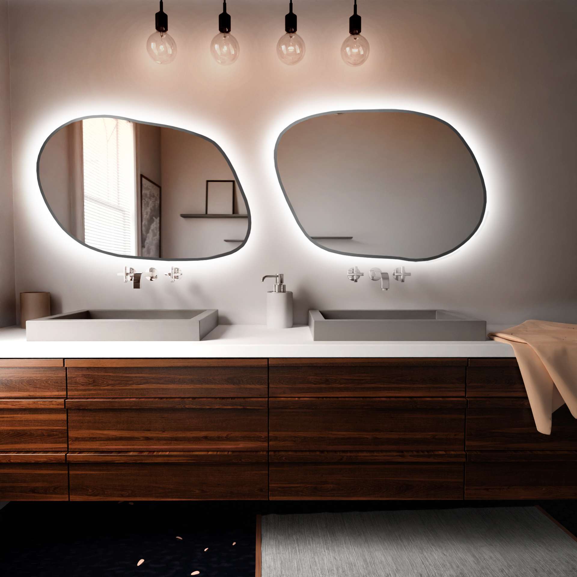 Baltica Design Tiny Borderbright Stain IV lustro 100x71 cm z oświetleniem LED srebrne barwa zimna