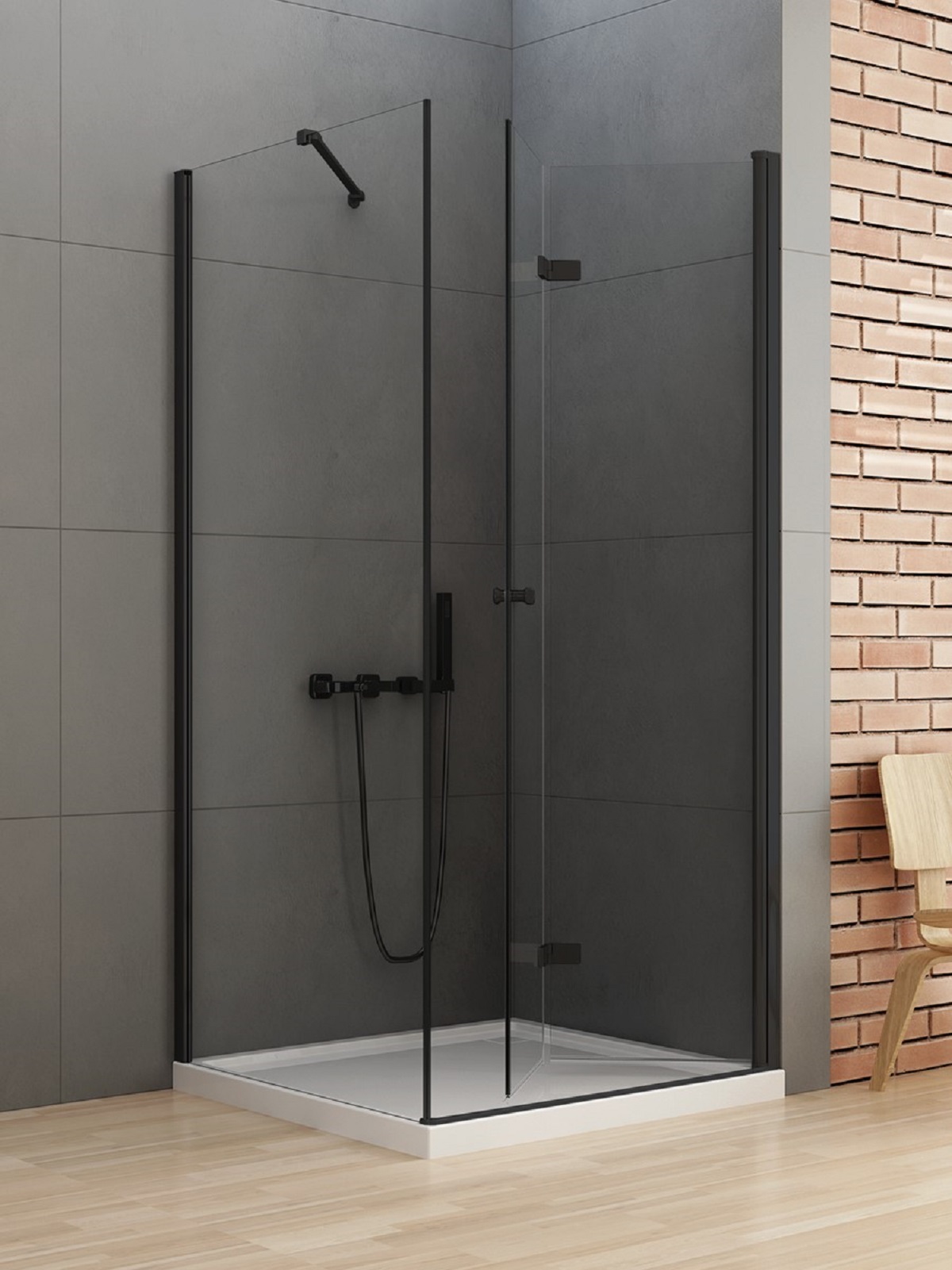 New Trendy New Soleo Black kabina prysznicowa 80x100 cm prostokątna prawa czarny mat/szkło przezroczyste D-0238A/D-0116B