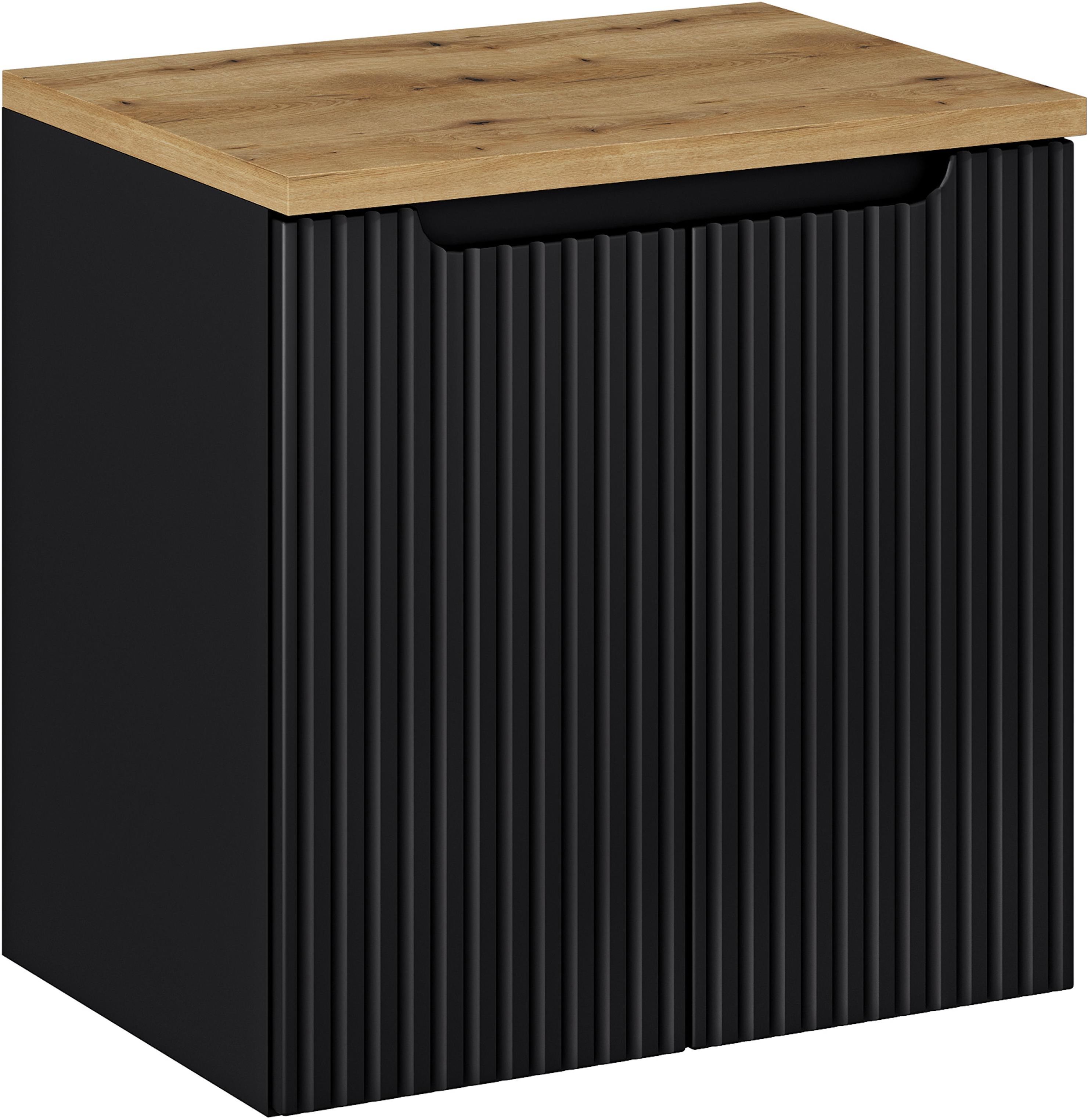 Zestaw Comad Nova Black szafka 60 cm podumywalkowa wisząca z blatem czarny mat/dąb SET-NOB B OAK 60CM D - Wysyłka w 24h