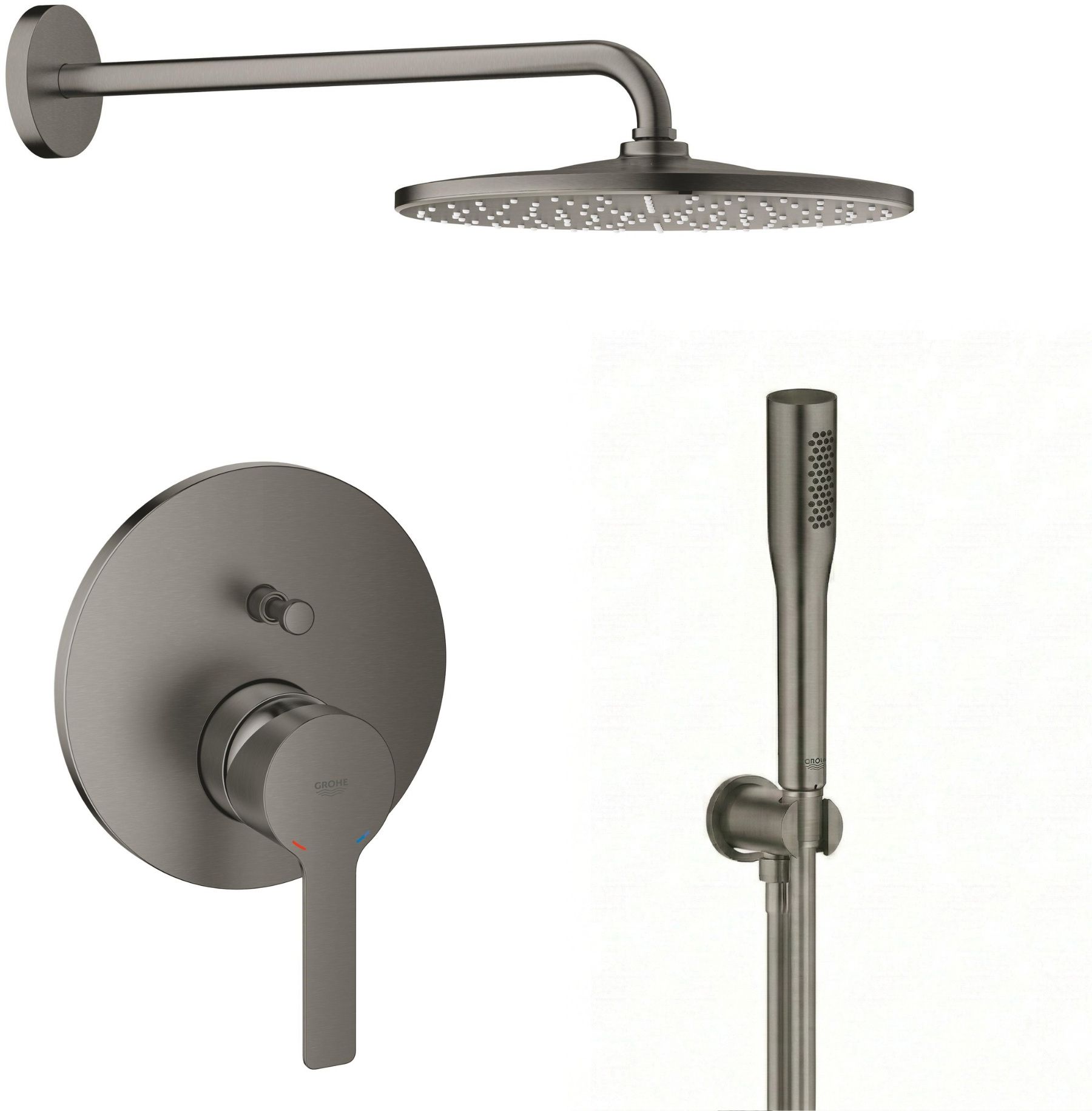 Zestaw Grohe Lineare bateria wannowo-prysznicowa podtynkowa z deszczownicą i zestawem prysznicowym Brushed Hard Graphite ...