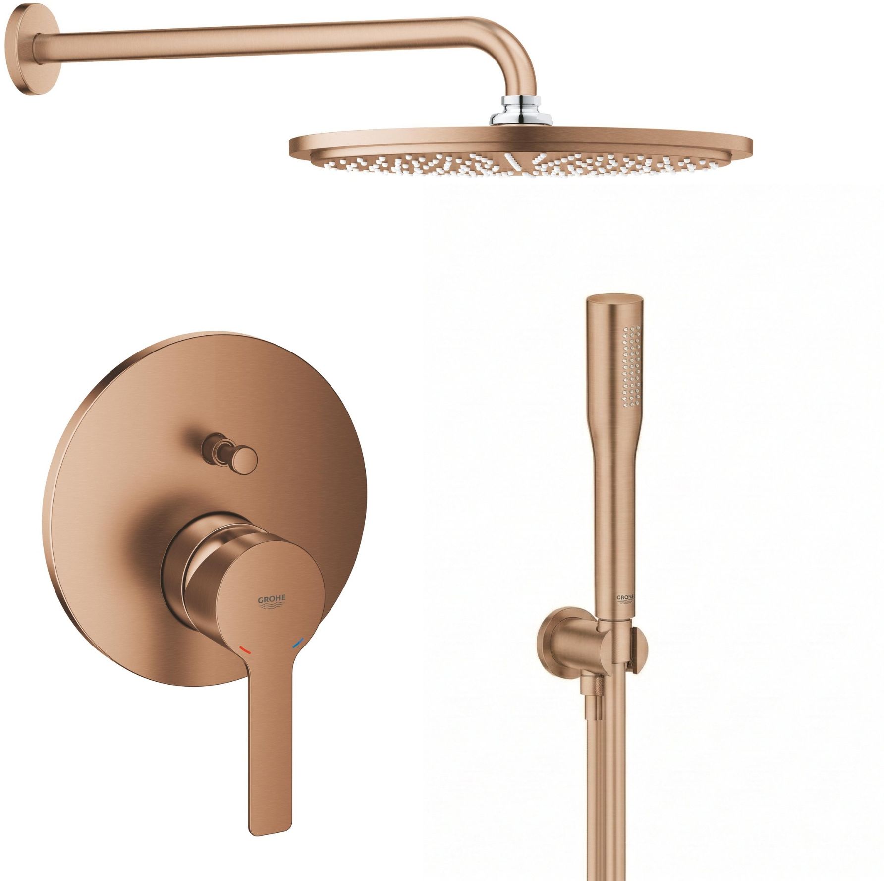 Zestaw Grohe Lineare bateria wannowo-prysznicowa podtynkowa z deszczownicą i zestawem prysznicowym Brushed Warm Sunset (24064DL1, ... - Wysyłka w 24h