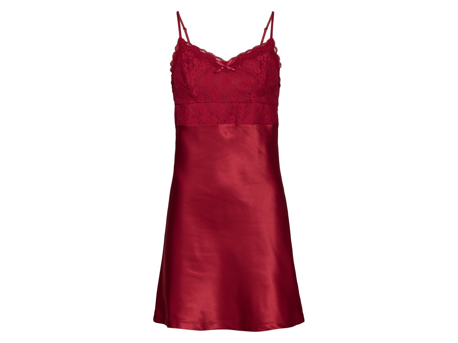 Esmara Lingerie Satynowa koszula nocna damska z koronką Czerwony, 42