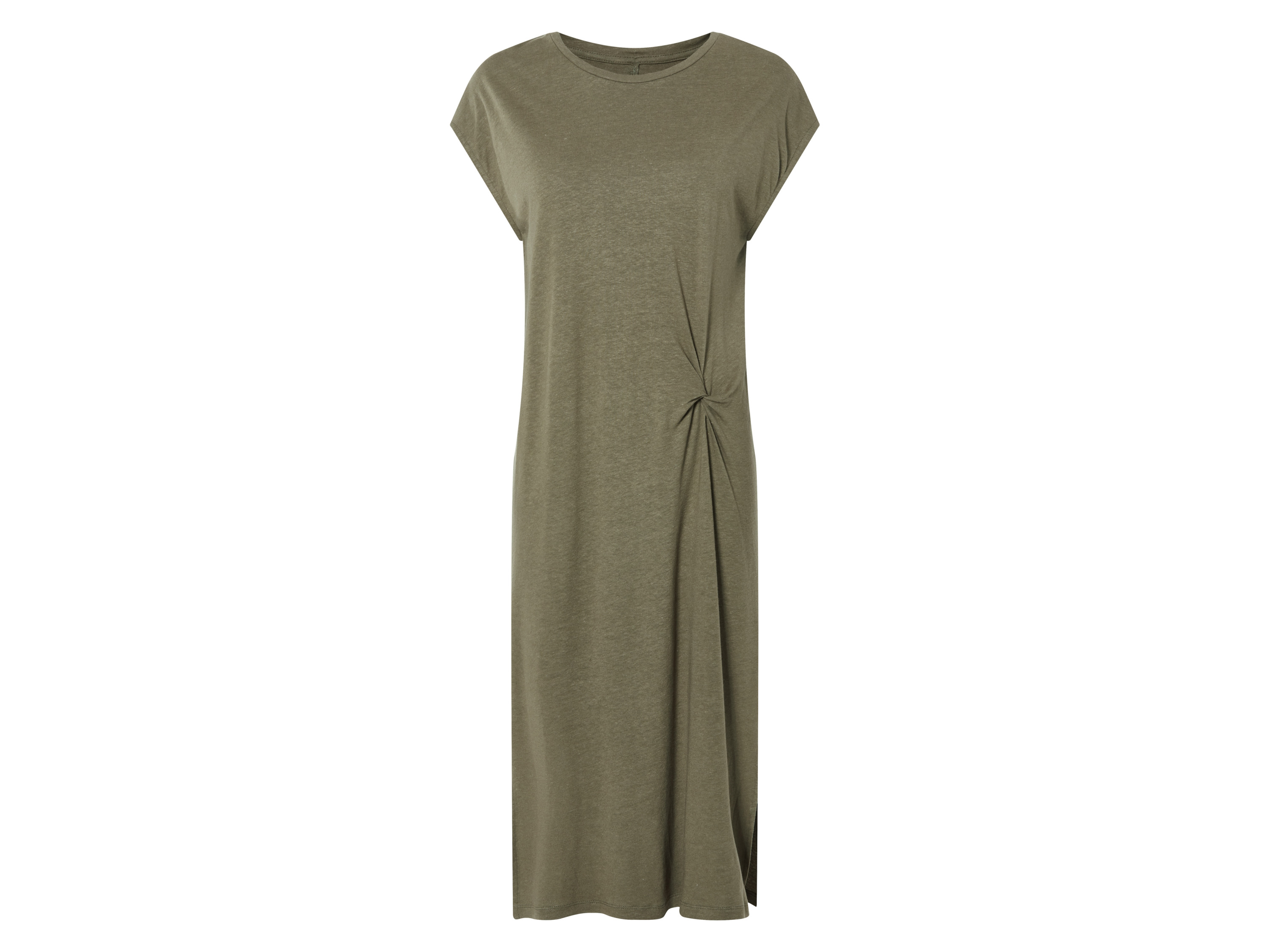 Esmara Sukienka damska midi z lnem Khaki, M40/42