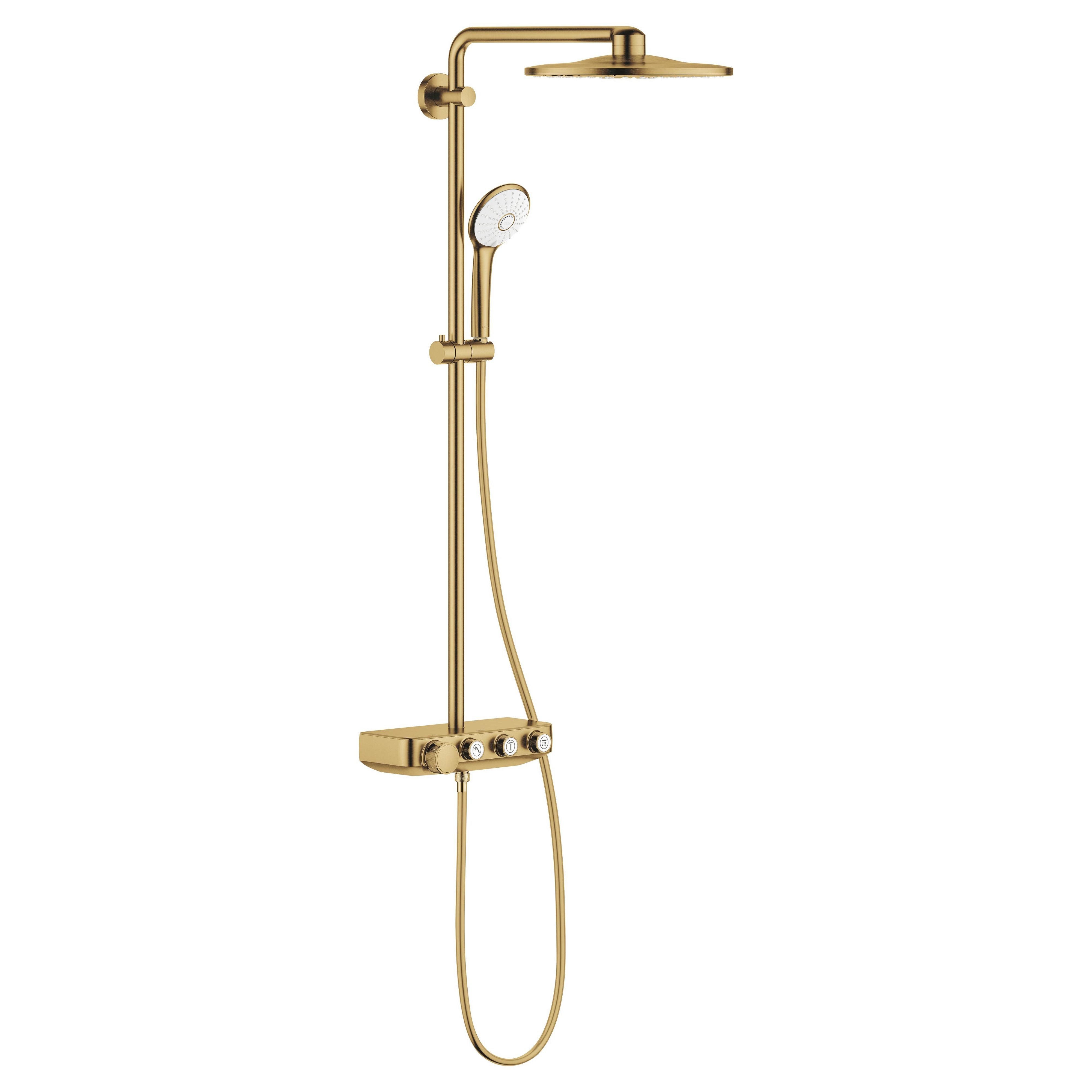 Darmowa Dostawa - Zestaw prysznicowy ścienny termostatyczny z deszczownicą brushed cool sunrise Grohe Euphoria 26507GN0