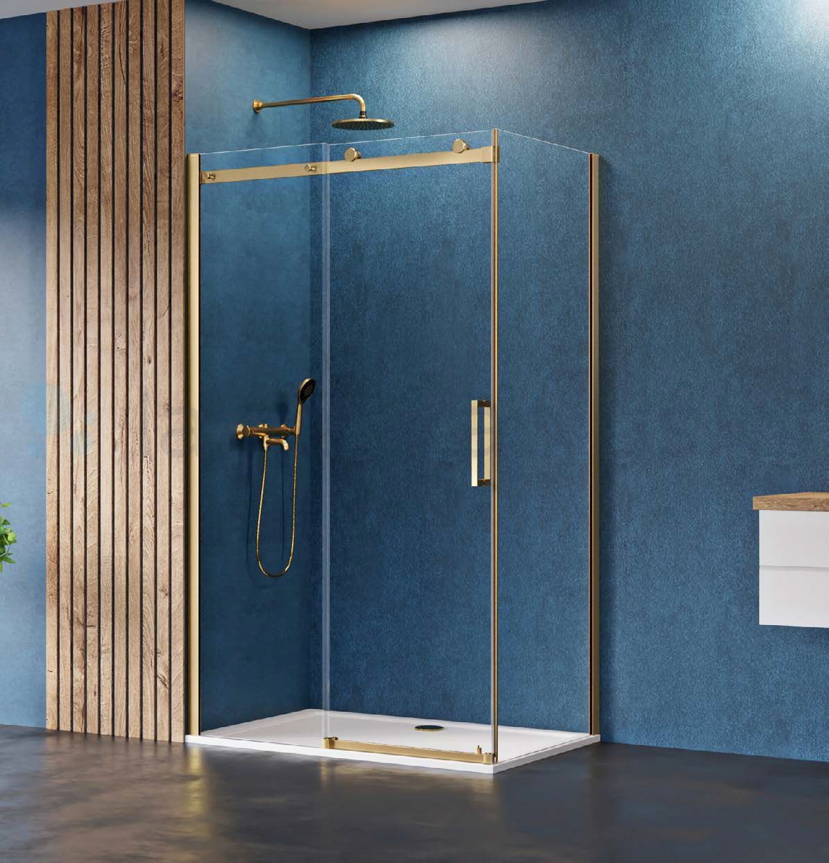 Darmowa Dostawa - Kabina prysznicowa prostokątna 100x80 cm New Trendy Sling Satin Gold D0388A/D0193B