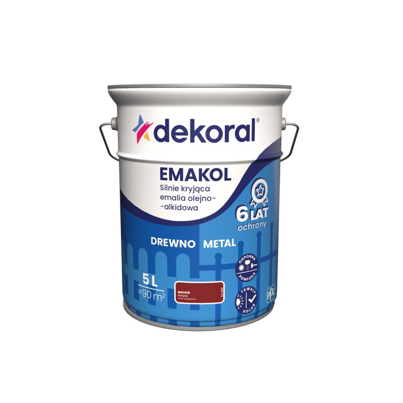 Emalia olejno-alkidowa Dekoral Emakol do drewna i metalu mahoń 5 l